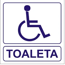 Znak toalety dostępnej dla osób z niepełnosprawnością ruchową.